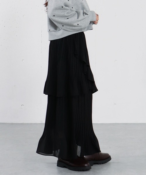 archives（アルシーヴ）の「アシメシアーティアードプリーツスカート（スカート・レディース・アイボリー/ブラック/ブルーグレー・MEDIUM）」の14枚目の写真