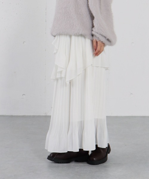 archives（アルシーヴ）の「アシメシアーティアードプリーツスカート（スカート・レディース・アイボリー/ブラック/ブルーグレー・MEDIUM）」の6枚目の写真