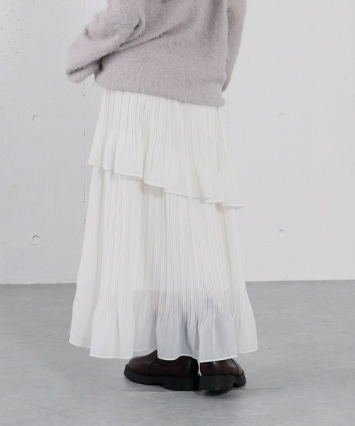 archives（アルシーヴ）の「アシメシアーティアードプリーツスカート（スカート・レディース・アイボリー/ブラック/ブルーグレー・MEDIUM）」の7枚目の写真