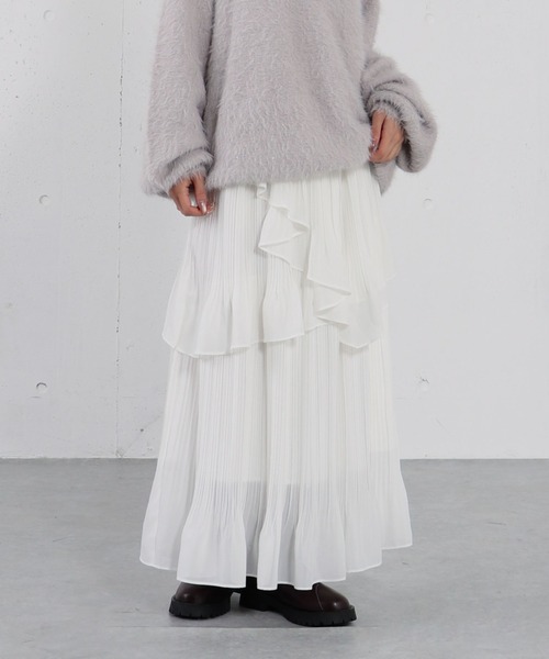 archives（アルシーヴ）の「アシメシアーティアードプリーツスカート（スカート・レディース・アイボリー/ブラック/ブルーグレー・MEDIUM）」の5枚目の写真