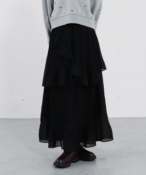 archives（アルシーヴ）の「アシメシアーティアードプリーツスカート（スカート・レディース・アイボリー/ブラック/ブルーグレー・MEDIUM）」の12枚目の写真