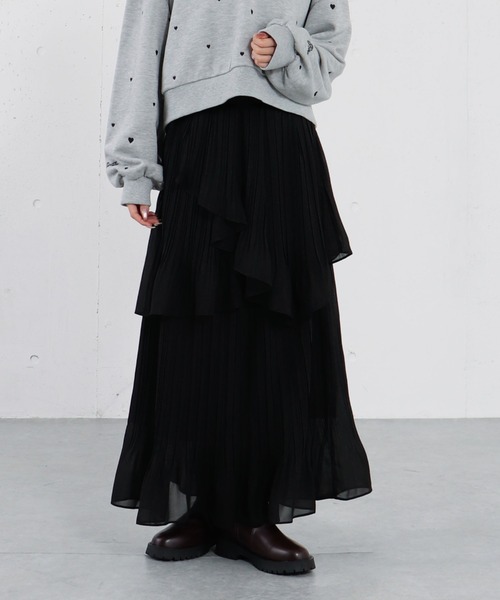 archives（アルシーヴ）の「アシメシアーティアードプリーツスカート（スカート・レディース・アイボリー/ブラック/ブルーグレー・MEDIUM）」の13枚目の写真