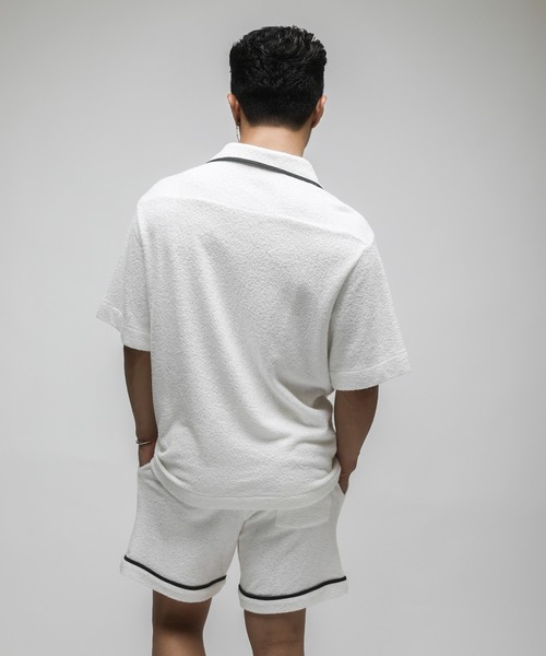 VANQUISH(ヴァンキッシュ)の「VANQUISH / ヴァンキッシュ パイル オープンカラーシャツ(シャツ/ブラウス・メンズ・ブラック/ホワイト・L/M)」の3枚目の写真