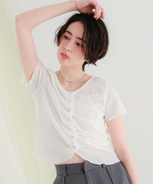 フロントギャザー半袖トップス