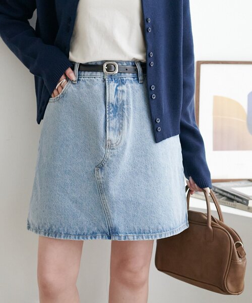 DISCOAT(ディスコート)の「USコットンデニムミニスカート(スカート・レディース・ネイビー/サックスブルー・FREE)」の1枚目の写真