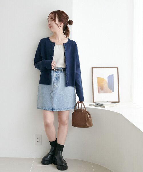 DISCOAT(ディスコート)の「USコットンデニムミニスカート(スカート・レディース・ネイビー/サックスブルー・FREE)」の8枚目の写真