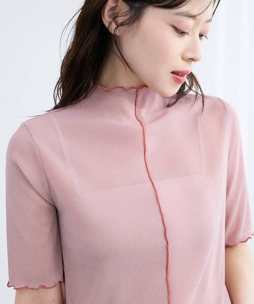 le.coeur blanc(ルクールブラン)の「《WEB限定アイテム》メロウシアーハイネックトップス(Tシャツ/カットソー・レディース・ブラック/サックスブルー/ピンク/アイボリー・38)」の1枚目の写真