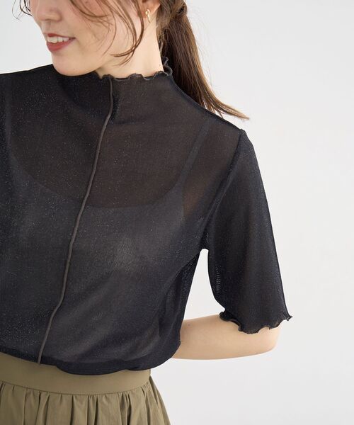 le.coeur blanc(ルクールブラン)の「《WEB限定アイテム》メロウシアーハイネックトップス(Tシャツ/カットソー・レディース・ブラック/サックスブルー/ピンク/アイボリー・38)」の3枚目の写真