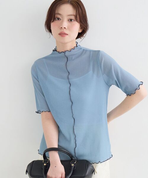 le.coeur blanc(ルクールブラン)の「《WEB限定アイテム》メロウシアーハイネックトップス(Tシャツ/カットソー・レディース・ブラック/サックスブルー/ピンク/アイボリー・38)」の9枚目の写真