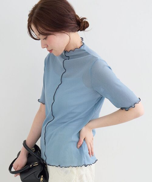 le.coeur blanc(ルクールブラン)の「《WEB限定アイテム》メロウシアーハイネックトップス(Tシャツ/カットソー・レディース・ブラック/サックスブルー/ピンク/アイボリー・38)」の10枚目の写真