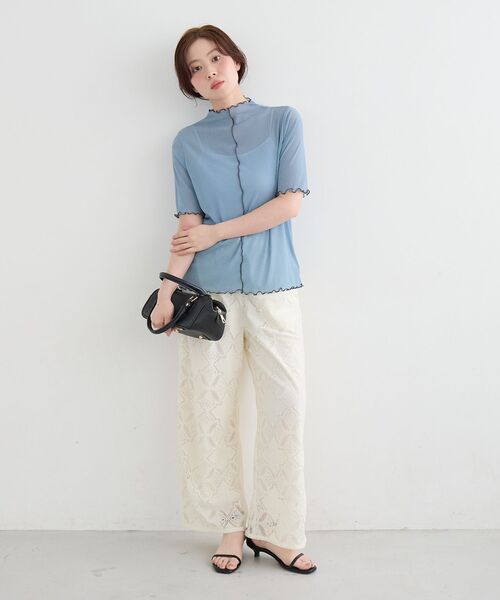 le.coeur blanc(ルクールブラン)の「《WEB限定アイテム》メロウシアーハイネックトップス(Tシャツ/カットソー・レディース・ブラック/サックスブルー/ピンク/アイボリー・38)」の13枚目の写真