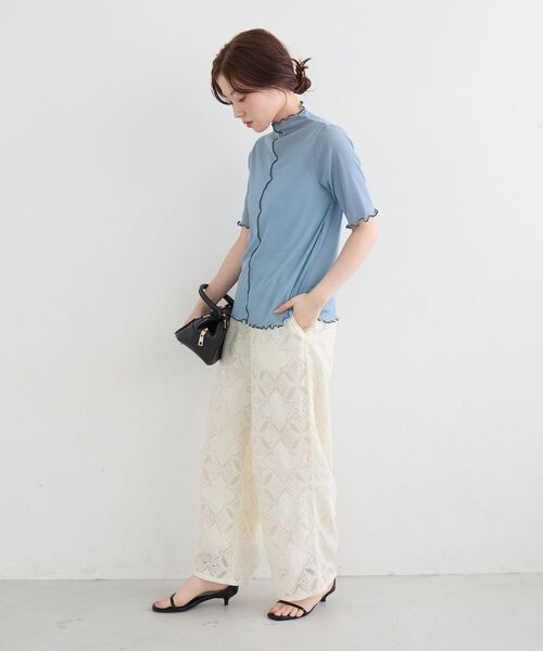 le.coeur blanc(ルクールブラン)の「《WEB限定アイテム》メロウシアーハイネックトップス(Tシャツ/カットソー・レディース・ブラック/サックスブルー/ピンク/アイボリー・38)」の14枚目の写真