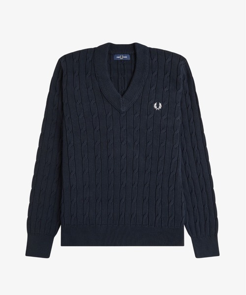 Cable Knit V-Neck Jumper／ケーブルニットVネックニット（ニット