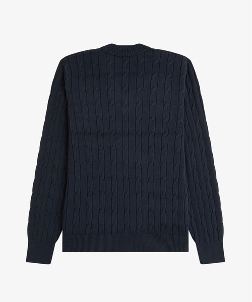 FRED PERRY(フレッドペリー)の「Cable Knit V-Neck Jumper/ケーブルニットVネックニット(ニット/セーター・メンズ・ネイビー・S/M/L)」の9枚目の写真