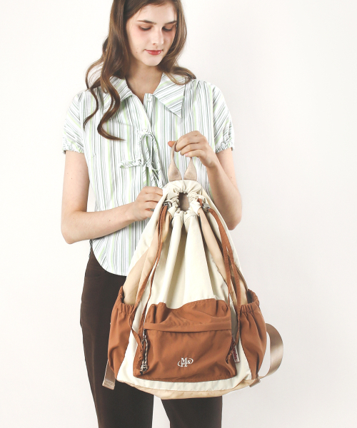 MASMARULEZ（マスマルールズ）の「[INT] Mixed Easy Draw Backpack _ Orange Beige（バックパック/リュック・レディース・その他・FREE）」の3枚目の写真