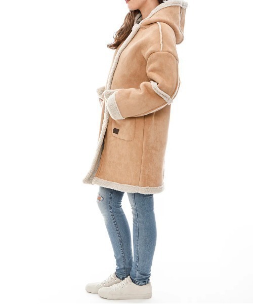 BILLABONG（ビラボン）の「【BILLABONG/ビラボン】MOUTON HOODED COAT/ロング　ムートンボアコート（ムートンコート・レディース・ブルー/ライトブラウン・MEDIUM）」の10枚目の写真