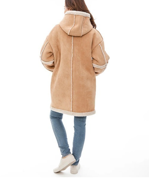 BILLABONG（ビラボン）の「【BILLABONG/ビラボン】MOUTON HOODED COAT/ロング　ムートンボアコート（ムートンコート・レディース・ブルー/ライトブラウン・MEDIUM）」の11枚目の写真