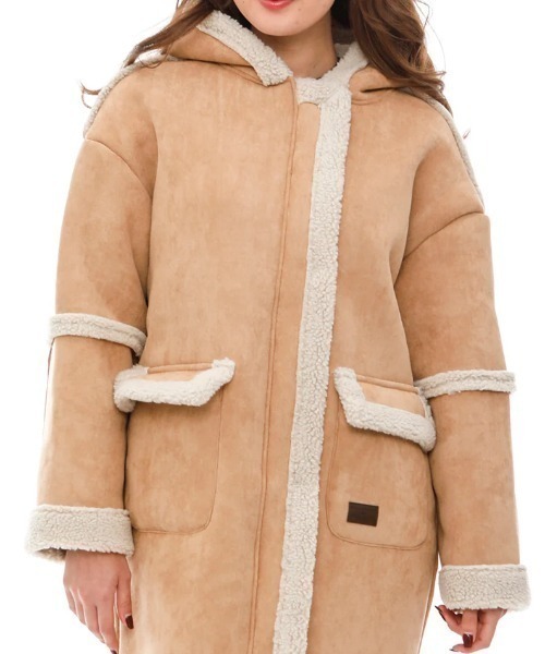 BILLABONG（ビラボン）の「【BILLABONG/ビラボン】MOUTON HOODED COAT/ロング　ムートンボアコート（ムートンコート・レディース・ブルー/ライトブラウン・MEDIUM）」の9枚目の写真