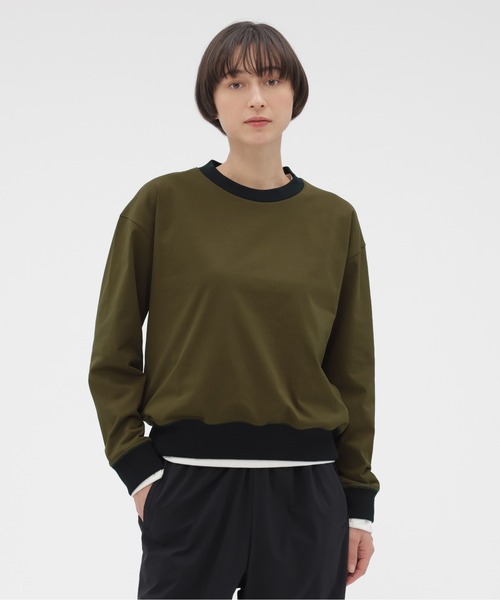 MARGARET HOWELL（マーガレットハウエル）の「HIGHDENCE POLYESTER JERSEY（Tシャツ/カットソー・レディース・オリーブ/ブラック・2）」の8枚目の写真