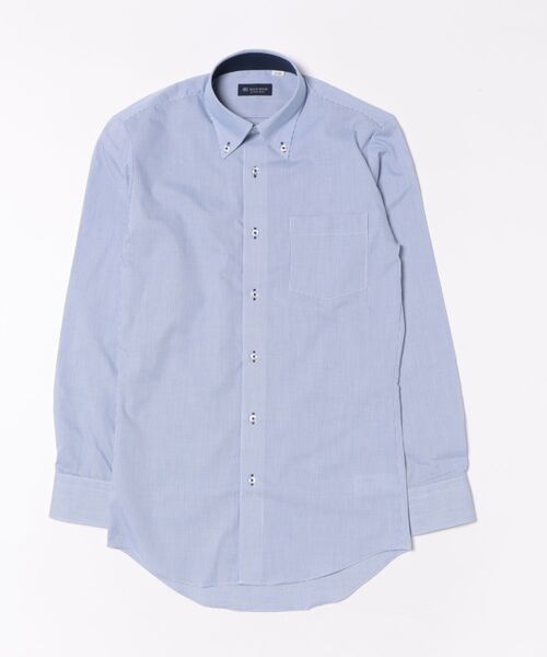TOKYO SHIRTS（トウキョウシャツ）の「【吸水速乾】 形態安定ノンアイロン ボタンダウン 長袖ビジネスワイシャツ（ビジネスシャツ・メンズ・ブルー・首回り37cm-裄丈80cm/首回り39cm-裄丈80cm/首回り39cm-裄丈84cm/首回り41cm-裄丈82cm/首回り41cm-裄丈86cm/首回り42cm-裄丈82cm/首回り42cm-裄丈86cm/首回り43cm-裄丈82cm/首回り43cm-裄丈86cm/首回り37cm-裄丈84cm）」の3枚目の写真
