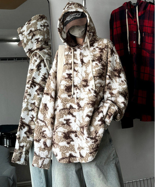 FVLMEN(フルメン)の「【FVLMEN】マーブル カモフラージュ シャツ パーカー(パーカー・メンズ・グレー/ブラウン/カモフラージュ・MEDIUM/LARGE/X-LARGE)」の3枚目の写真