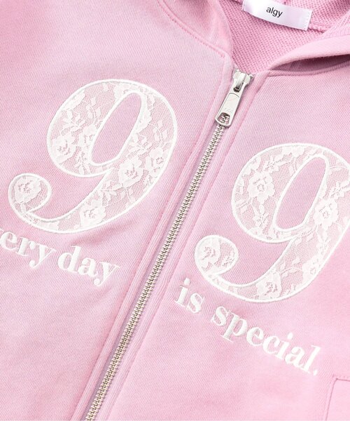 algy（アルジー）の「レースナンバリングパーカー（パーカー・キッズ・ピンク/チャコール/グレー・140/130/160/150）」の5枚目の写真