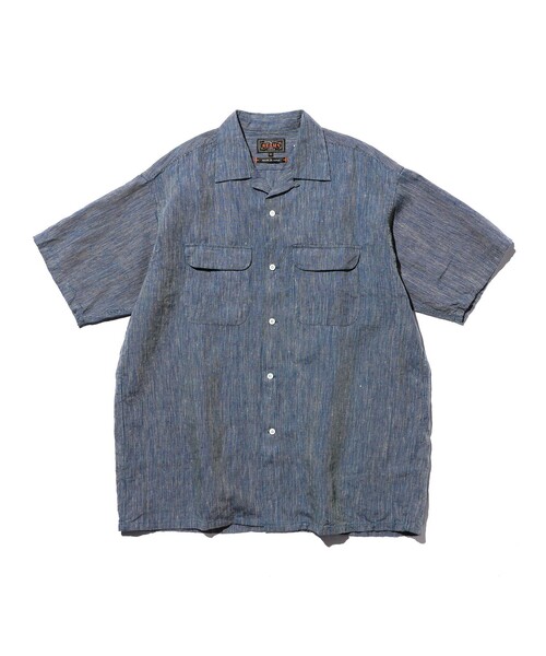 BEAMS PLUS(ビームスプラス)の「Open Collar Indigo Linen Stripe(シャツ/ブラウス・メンズ・インディゴブルー・LARGE/MEDIUM/SMALL/X-LARGE)」の1枚目の写真