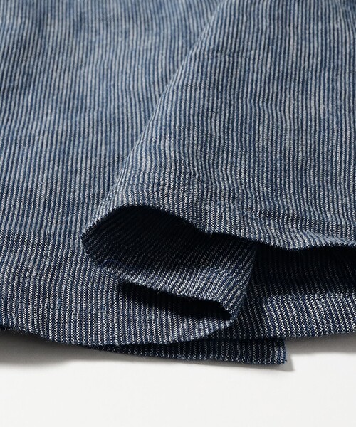 BEAMS PLUS(ビームスプラス)の「Open Collar Indigo Linen Stripe(シャツ/ブラウス・メンズ・インディゴブルー・LARGE/MEDIUM/SMALL/X-LARGE)」の5枚目の写真