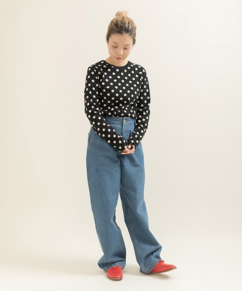 CHILD WOMAN（チャイルドウーマン）の「フライスドットプリント クルーネック長袖プルオーバー（Tシャツ/カットソー・レディース・キナリ/ブラック・FREE）」の17枚目の写真