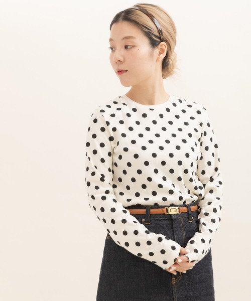 CHILD WOMAN（チャイルドウーマン）の「フライスドットプリント クルーネック長袖プルオーバー（Tシャツ/カットソー・レディース・キナリ/ブラック・FREE）」の3枚目の写真