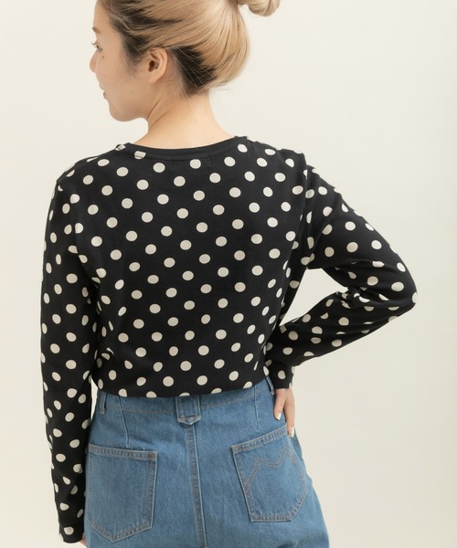 CHILD WOMAN（チャイルドウーマン）の「フライスドットプリント クルーネック長袖プルオーバー（Tシャツ/カットソー・レディース・キナリ/ブラック・FREE）」の15枚目の写真