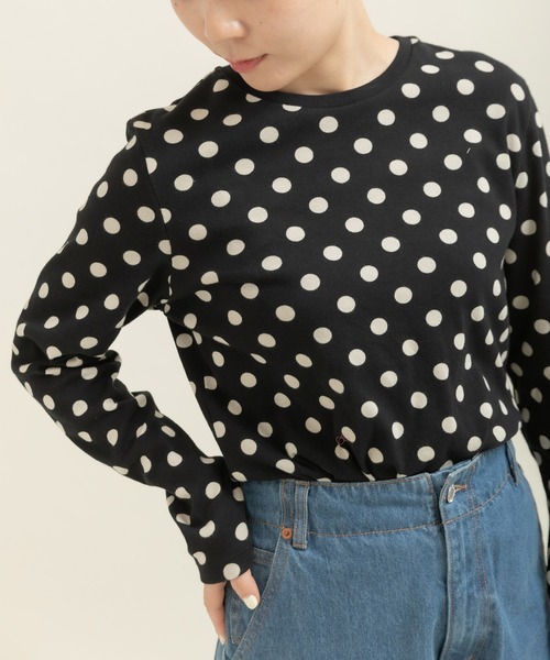 CHILD WOMAN（チャイルドウーマン）の「フライスドットプリント クルーネック長袖プルオーバー（Tシャツ/カットソー・レディース・キナリ/ブラック・FREE）」の13枚目の写真