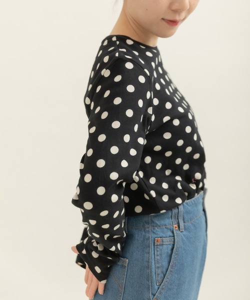 CHILD WOMAN（チャイルドウーマン）の「フライスドットプリント クルーネック長袖プルオーバー（Tシャツ/カットソー・レディース・キナリ/ブラック・FREE）」の14枚目の写真