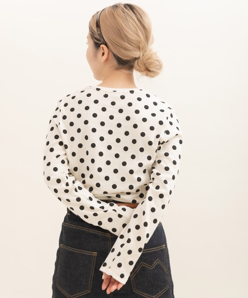 CHILD WOMAN（チャイルドウーマン）の「フライスドットプリント クルーネック長袖プルオーバー（Tシャツ/カットソー・レディース・キナリ/ブラック・FREE）」の6枚目の写真