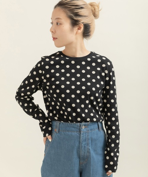 CHILD WOMAN（チャイルドウーマン）の「フライスドットプリント クルーネック長袖プルオーバー（Tシャツ/カットソー・レディース・キナリ/ブラック・FREE）」の12枚目の写真