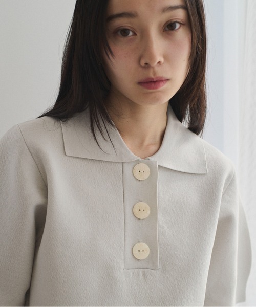 SOYEN(ソイエン)の「ハーフパフスリーブポロニット/セットアップ可(ニット/セーター・レディース・グレー/ベージュ・F)」の15枚目の写真