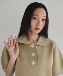 【ゆら商品】⭐️新品【Les ECRU】リブニット パフスリーブ ベージュ ELFRANK ニット セーター パフスリーブハイネックローゲージリブニット