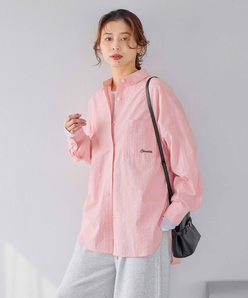 studio CLIP（スタディオクリップ）の「刺繍ストライプBIGシャツ（シャツ/ブラウス・レディース・その他2/その他3/その他1/その他4・FREE）」の5枚目の写真
