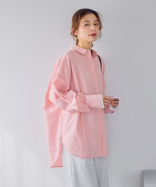studio CLIP（スタディオクリップ）の「刺繍ストライプBIGシャツ（シャツ/ブラウス・レディース・その他2/その他3/その他1/その他4・FREE）」の6枚目の写真