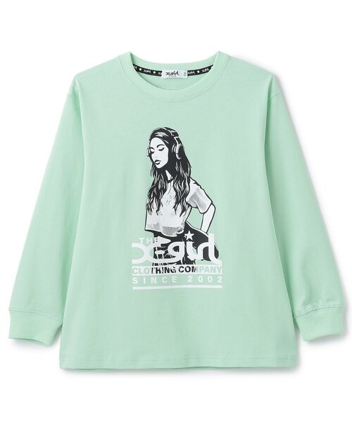 X-girl Stages（エックスガールステージス）の「スケボーガールイラスト 長袖Tシャツ（Tシャツ/カットソー・キッズ・ピンク/ブラック/グリーン系その他・100cm/90cm/140cm/130cm/120cm/110cm）」の3枚目の写真