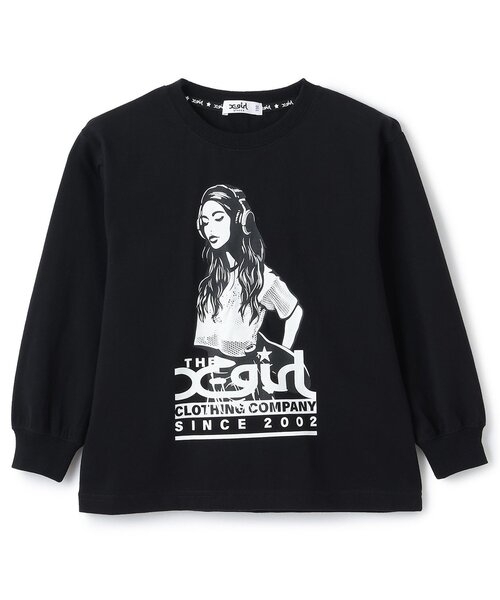 X-girl Stages（エックスガールステージス）の「スケボーガールイラスト 長袖Tシャツ（Tシャツ/カットソー・キッズ・ピンク/ブラック/グリーン系その他・100cm/90cm/140cm/130cm/120cm/110cm）」の2枚目の写真