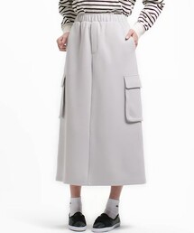 LACOSTE | ダブルフェイスジャージ マキシ丈カーゴフレアスカート(スカート)