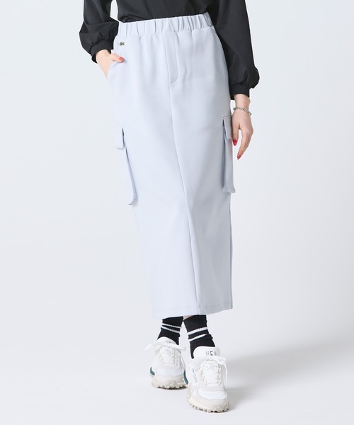 LACOSTE(ラコステ)の「ダブルフェイスジャージカーゴフレアスカート(スカート・レディース・ライトグレー・40/38/36/34)」の1枚目の写真