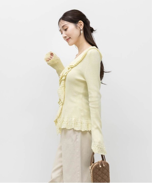 RANDA（ランダ）の「ラッフルデザインニットカーディガン（ニット/セーター・レディース・グレー/ホワイト/イエロー・FREE）」の17枚目の写真