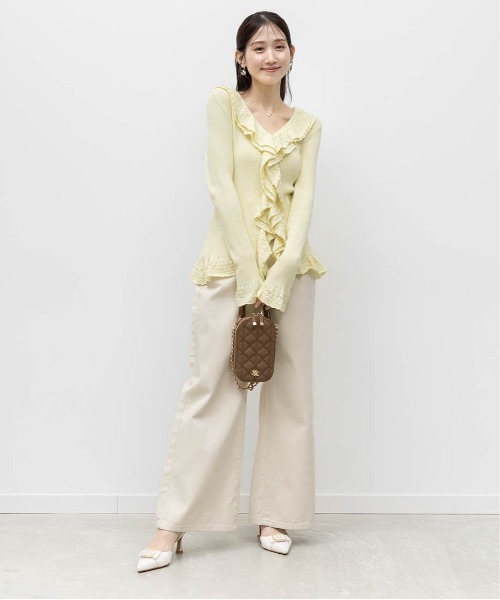 RANDA（ランダ）の「ラッフルデザインニットカーディガン（ニット/セーター・レディース・グレー/ホワイト/イエロー・FREE）」の18枚目の写真