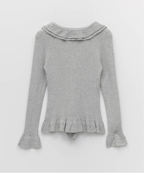 RANDA（ランダ）の「ラッフルデザインニットカーディガン（ニット/セーター・レディース・グレー/ホワイト/イエロー・FREE）」の20枚目の写真