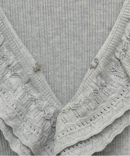 RANDA（ランダ）の「ラッフルデザインニットカーディガン（ニット/セーター・レディース・グレー/ホワイト/イエロー・FREE）」の11枚目の写真