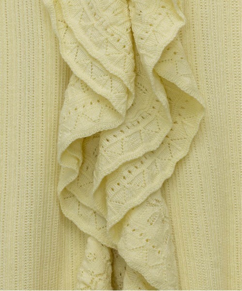 RANDA（ランダ）の「ラッフルデザインニットカーディガン（ニット/セーター・レディース・グレー/ホワイト/イエロー・FREE）」の14枚目の写真