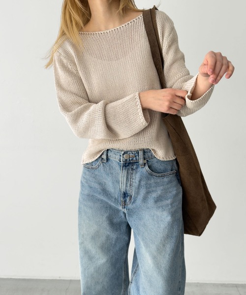 CANAL JEAN(キャナルジーン)の「El mar ペーパーボートニット(ニット/セーター・レディース・サックスブルー/アイボリー/イエロー/ベージュ・ONE SIZE)」の1枚目の写真