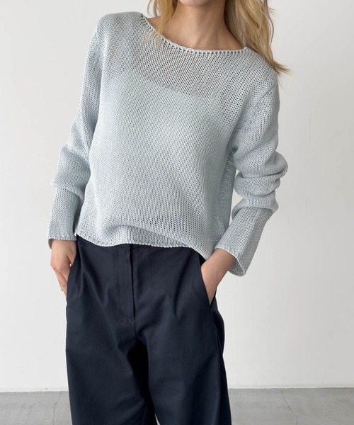 CANAL JEAN(キャナルジーン)の「El mar ペーパーボートニット(ニット/セーター・レディース・サックスブルー/アイボリー/イエロー/ベージュ・ONE SIZE)」の3枚目の写真